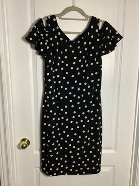 Frank Lyman Black Polka Dot Short Sleeve Dress